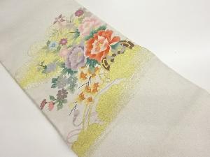 綴れ雲に花車模様織出し名古屋帯